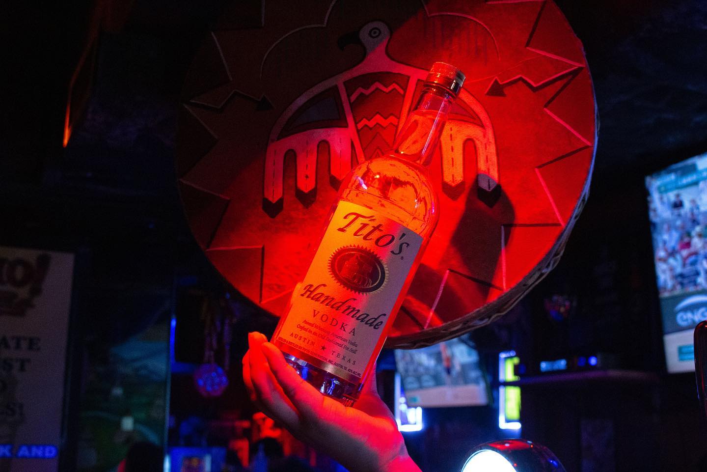 Cheif of the Month wins a bottle of Tito's Vodka at Geornimo