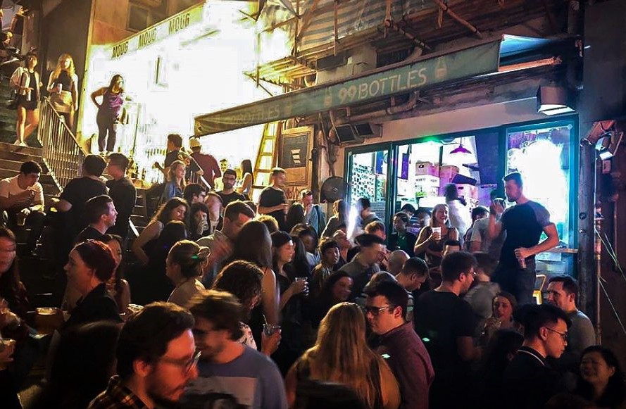 The crowd outside the store