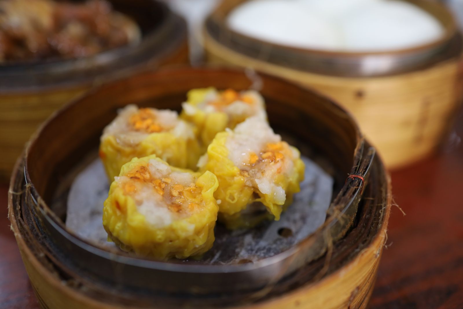Shumai&nbsp;(燒賣) are steamed pork dumplings.